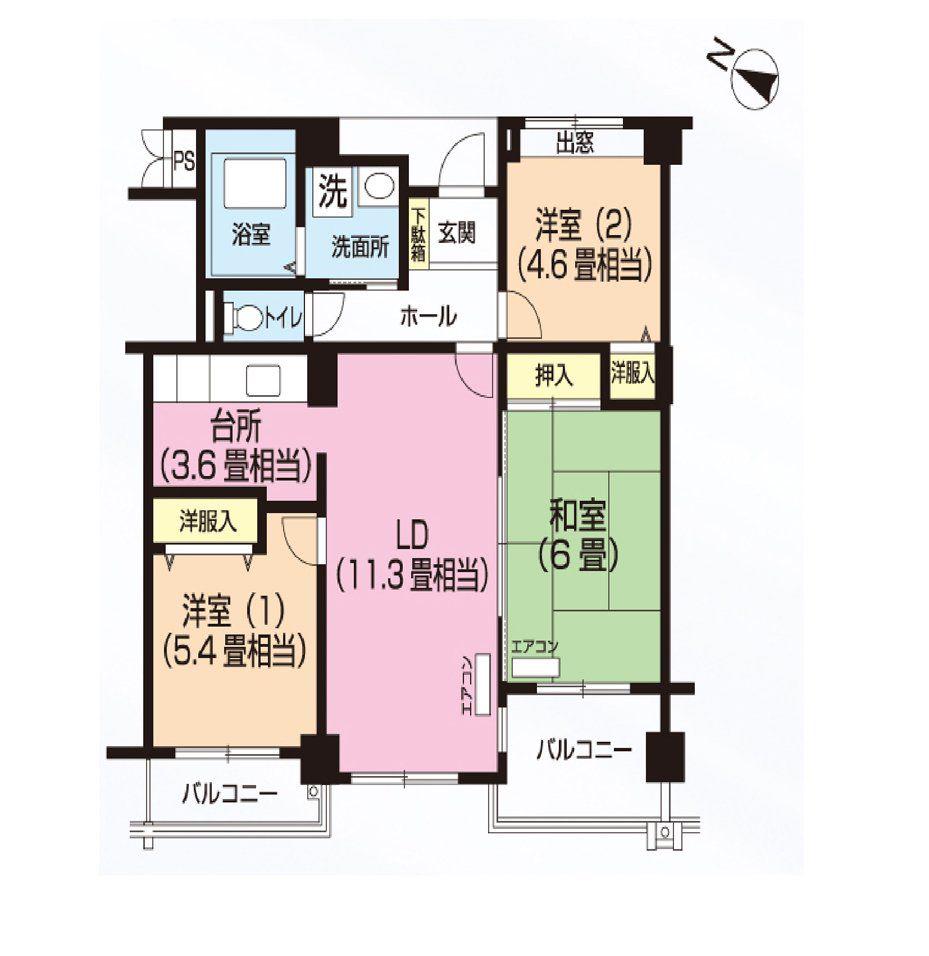 パティオス13番街(3LDK/5階)の間取り写真