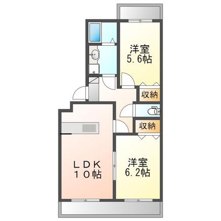 ラ・メゾンAOYAMA(2LDK/1階)の間取り写真