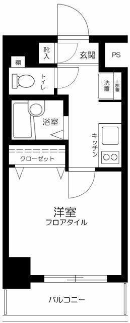 スカイコート文京茗荷谷(1K/2階)の間取り写真