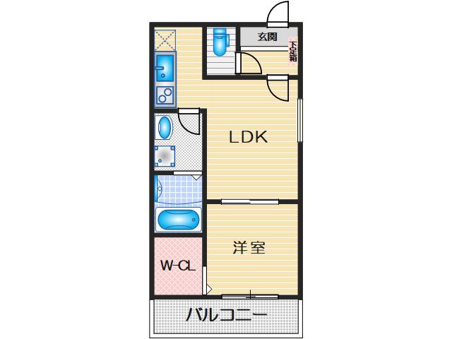 シナジー茨木(1LDK/1階)の間取り写真