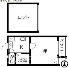 LOFT2本陣(1K/1階)の間取り写真