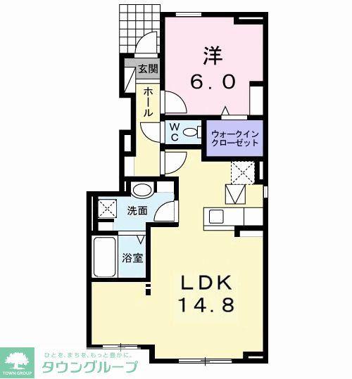 ヴィラ プラシードA(1LDK/1階)の間取り写真