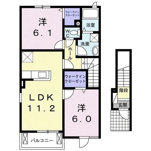 フォルトゥーナ(2LDK/2階)の間取り写真