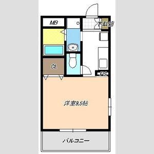 ベイコート(1K/1階)の間取り写真