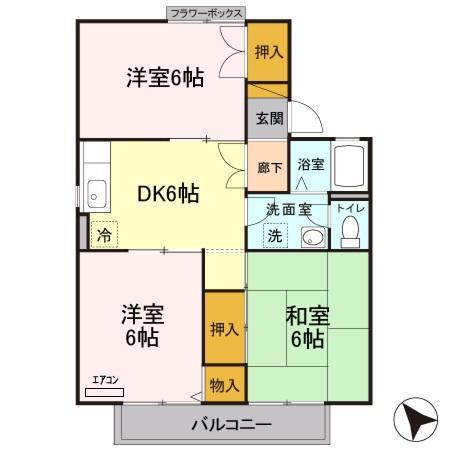 ドミール城西(3DK/2階)の間取り写真