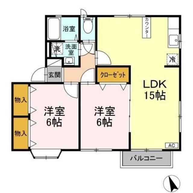 シャルマンすずかけA(3DK/2階)の間取り写真