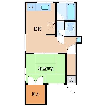 トライハイツ布村 AG(1LDK/2階)の間取り写真