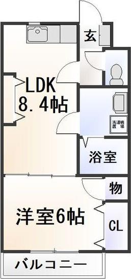 パティオ欠町(1LDK/1階)の間取り写真