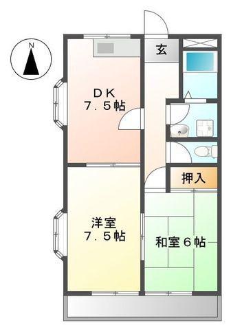 グリーンハイツ(2DK/2階)の間取り写真
