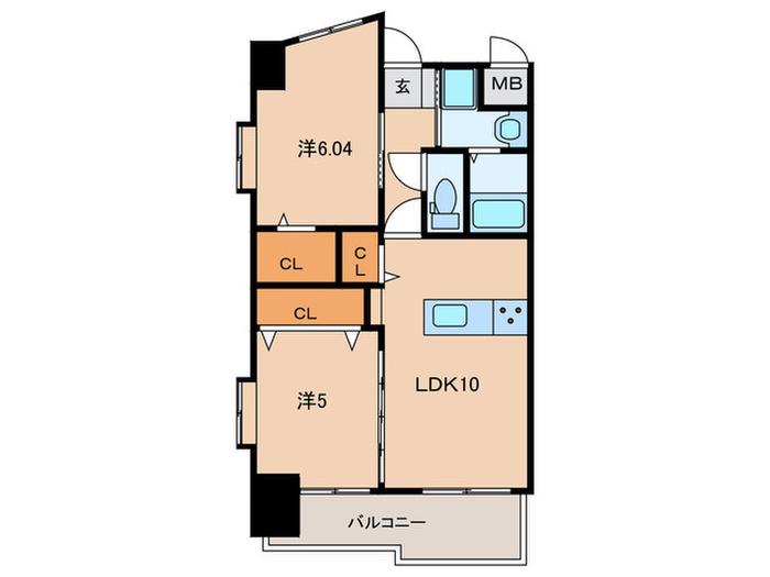 ギャラクシー西小倉(2LDK/10階)の間取り写真