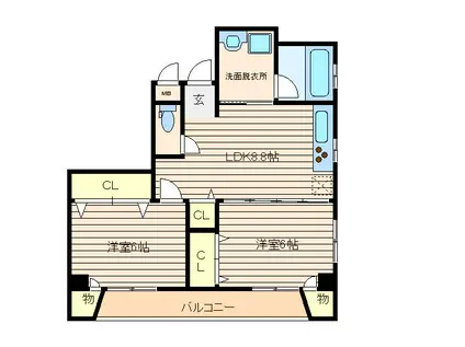 キースコート(2LDK/4階)の間取り写真
