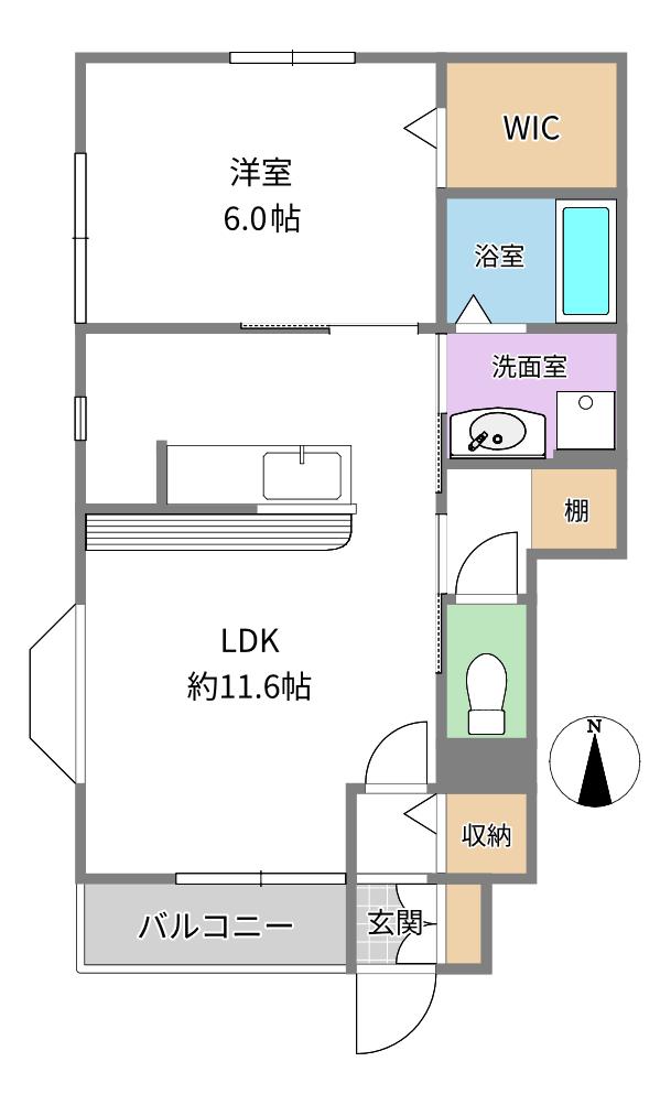 レトワール桜ヶ丘(1LDK/1階)の間取り写真