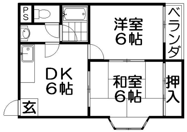 グレイス東香里(2DK/3階)の間取り写真
