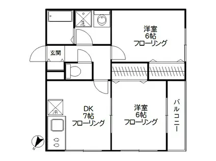 K・HOUSEI(2DK/1階)の間取り写真