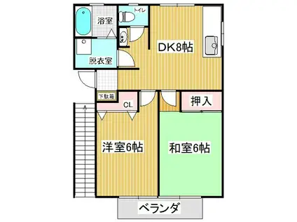 メゾンボヌール A棟(2DK/2階)の間取り写真