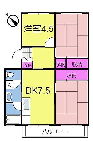 高台マンション(3DK/3階)の間取り写真