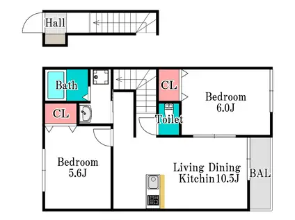 ファインII(2LDK/2階)の間取り写真