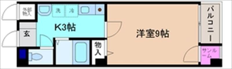 ミモザ4(1K/1階)の間取り写真