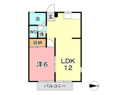 サンライフ中庄I(1LDK/2階)の間取り写真