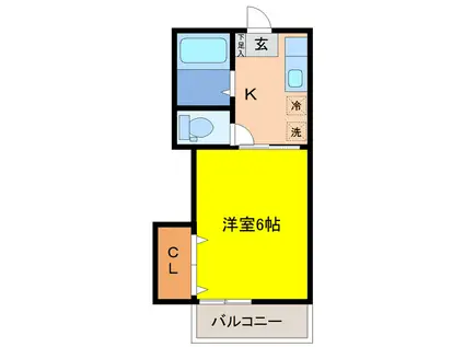 サニーガーデンASAKA(1K/2階)の間取り写真