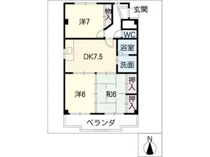 ピア鶴里(3DK/4階)の間取り写真