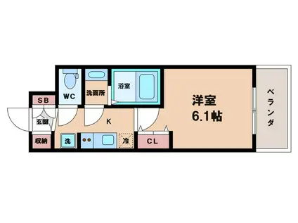 メインステージ天王寺サイドシティ(1K/4階)の間取り写真