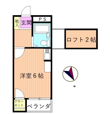 SANDALWOOD町田鵜野森(ワンルーム/1階)の間取り写真