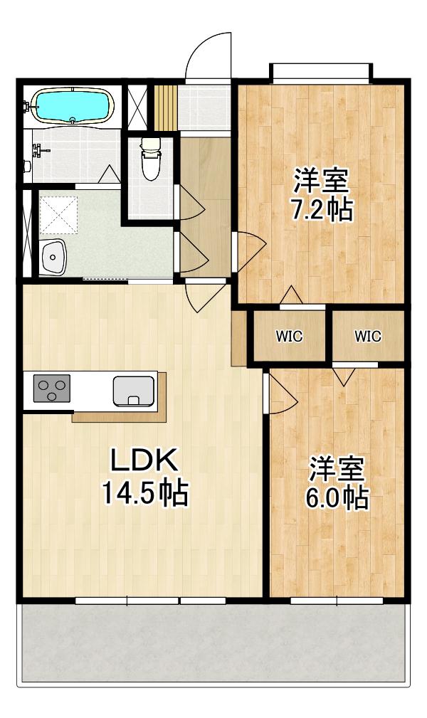 MODERN PALAZZO 文教(2LDK/2階)の間取り写真