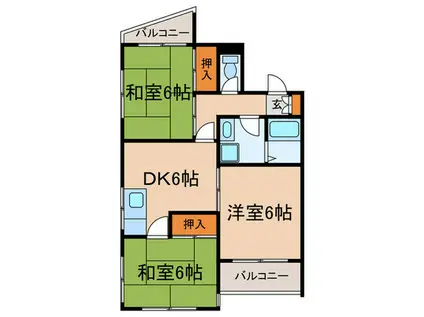 上新城ビル(3DK/3階)の間取り写真