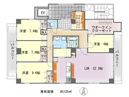 ヴェルデ御所東(4SLDK/6階)の間取り写真