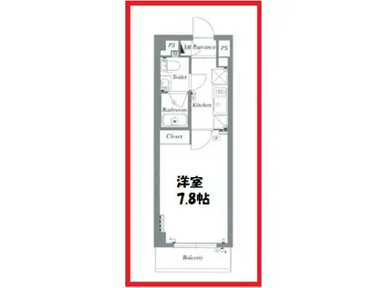 ライジングプレイス西新井(1K/4階)の間取り写真