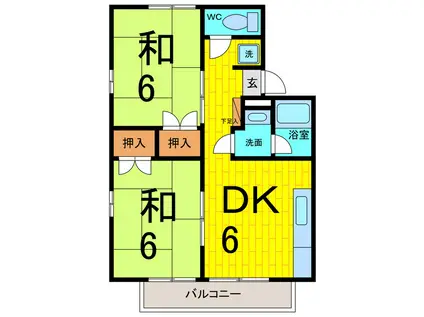 ハイツプリムラ(2DK/1階)の間取り写真