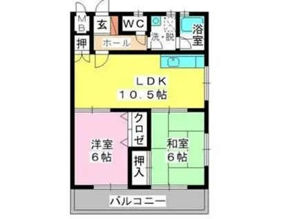 恵コーポ(2LDK/3階)の間取り写真