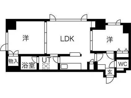 プレステージ円山(2LDK/5階)の間取り写真