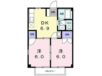 コーポ・イシヅ(2DK/2階)の間取り写真