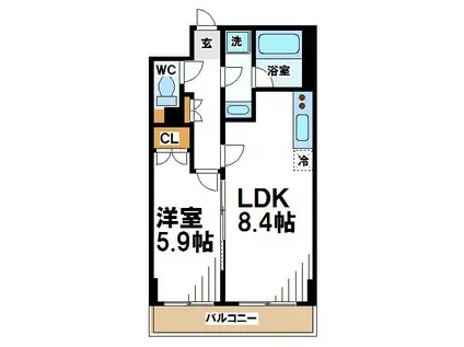 アファンガーデン(1LDK/2階)の間取り写真