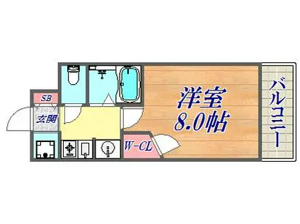 エステムコート三宮山手Ⅱソアーレ(1K/15階)の間取り写真