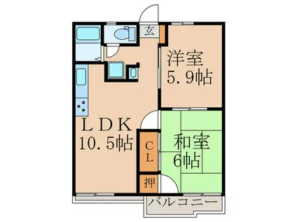 タウニーズ(2LDK/2階)の間取り写真