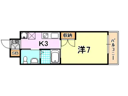 飛松高谷マンション(1K/6階)の間取り写真