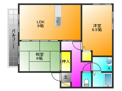 ハミングタウン合川(2LDK/1階)の間取り写真