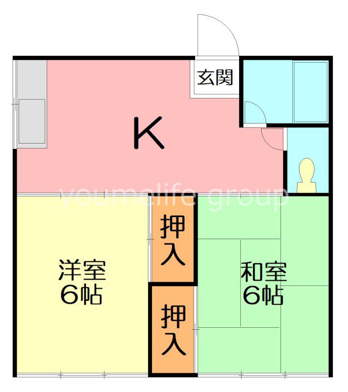さつき荘A(2K/2階)の間取り写真