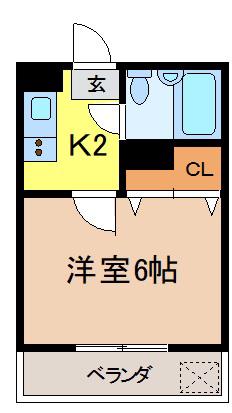 オイゼンビル(1K/3階)の間取り写真