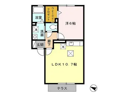 ボンヌ・シャンス(1LDK/1階)の間取り写真