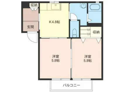 フォンティーヌ1(2K/1階)の間取り写真