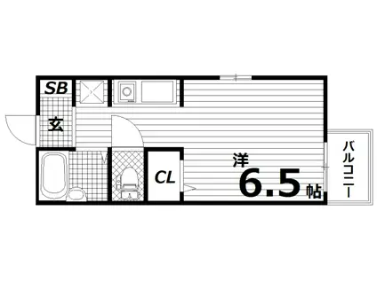 クレベール萩(1K/2階)の間取り写真