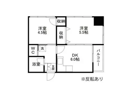 山谷物産ビル(2DK/6階)の間取り写真