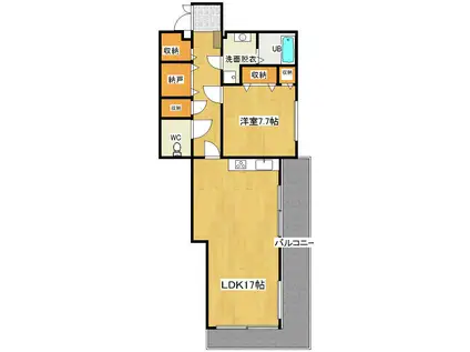 ハーベストマンション(1LDK/7階)の間取り写真
