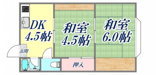 マサゴハイツ1(2DK/2階)の間取り写真