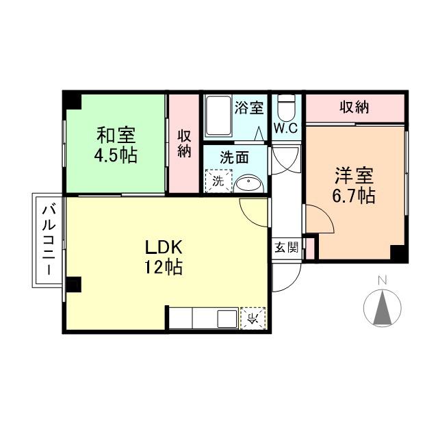 富山地鉄本線 越中荏原駅 徒歩3分 2階建 築30年(2LDK/2階)の間取り写真