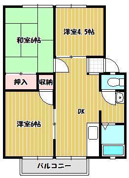 パナハイツジョイフル(3DK/1階)の間取り写真